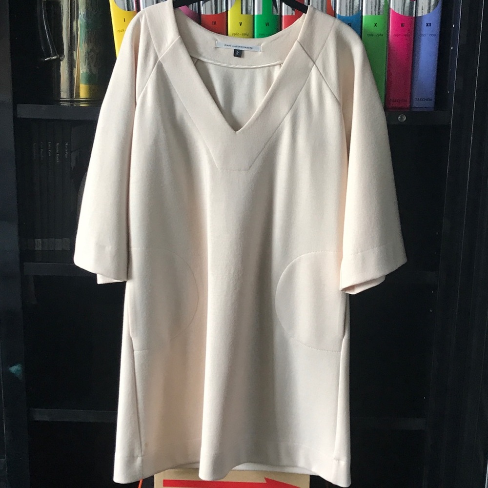 DVF wool deep V mini dress